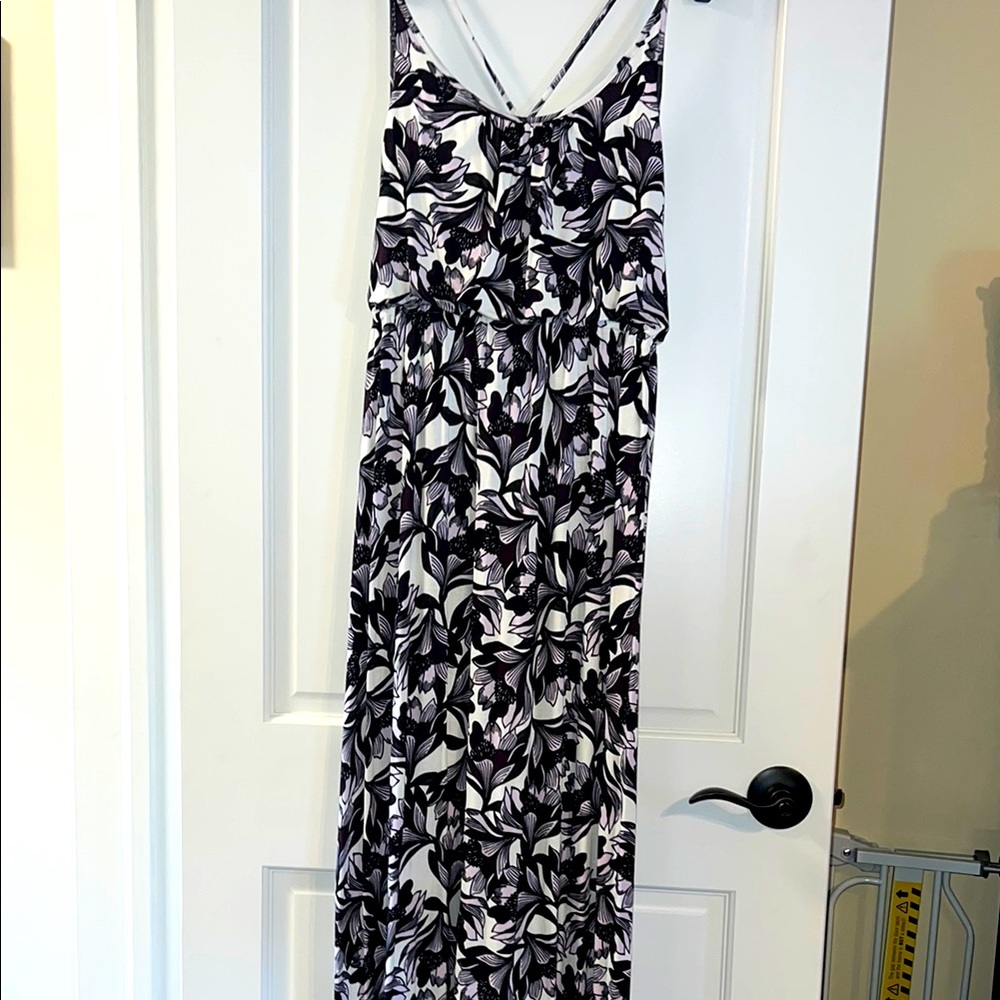 Floral purple and White Maxi Dress
